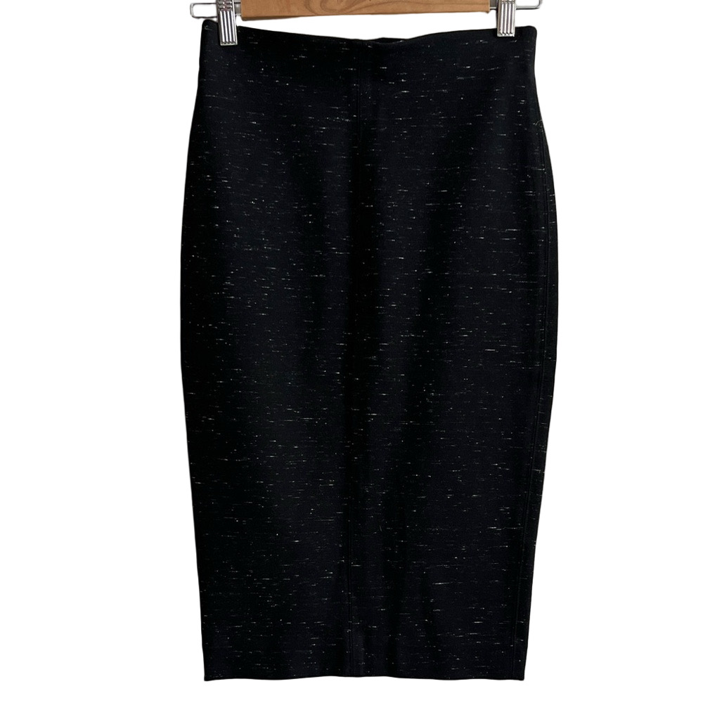 WILFRED Aritzia SMALL Italian Fabric Black Heathered Pull On Pencil Skirt
